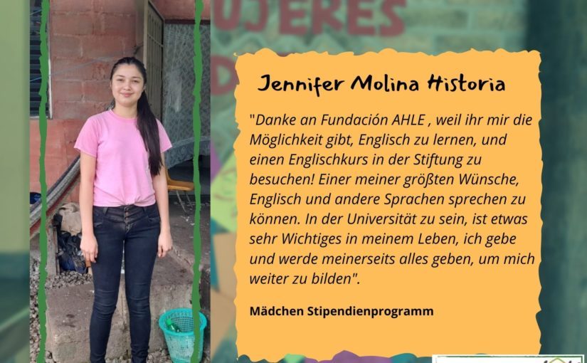 Warum und Wofür: wir freuen uns Jennifer durch ein Stipendium weiter unterstützen zu können!